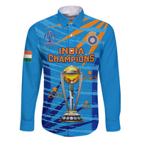 Custom India Cricket Family Matching Long Sleeve Bodycon Dress and Hawaiian Shirt 2023 World Cup 3rd Champions Proud - Wonder Print Shop