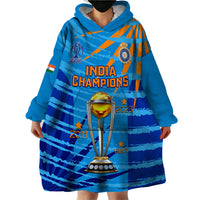 Custom India Cricket Wearable Blanket Hoodie 2023 World Cup 3rd Champions Proud - Wonder Print Shop