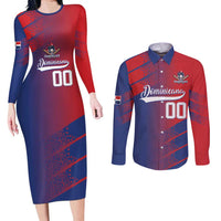 Custom Baseball Dominicana Couples Matching Long Sleeve Bodycon Dress and Long Sleeve Button Shirt Go Champions Grunge Style - Wonder Print Shop