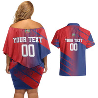 Custom Baseball Dominicana Couples Matching Off Shoulder Short Dress and Hawaiian Shirt Go Champions Grunge Style - Wonder Print Shop