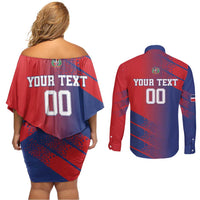 Custom Baseball Dominicana Couples Matching Off Shoulder Short Dress and Long Sleeve Button Shirt Go Champions Grunge Style - Wonder Print Shop