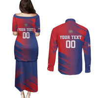 Custom Baseball Dominicana Couples Matching Puletasi and Long Sleeve Button Shirt Go Champions Grunge Style - Wonder Print Shop