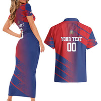Custom Baseball Dominicana Couples Matching Short Sleeve Bodycon Dress and Hawaiian Shirt Go Champions Grunge Style - Wonder Print Shop