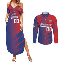 Custom Baseball Dominicana Couples Matching Summer Maxi Dress and Long Sleeve Button Shirt Go Champions Grunge Style - Wonder Print Shop