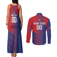 Custom Baseball Dominicana Couples Matching Tank Maxi Dress and Long Sleeve Button Shirt Go Champions Grunge Style - Wonder Print Shop