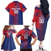 Custom Baseball Dominicana Family Matching Off The Shoulder Long Sleeve Dress and Hawaiian Shirt Go Champions Grunge Style - Wonder Print Shop