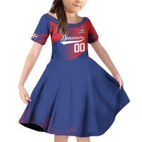Custom Baseball Dominicana Family Matching Off Shoulder Short Dress and Hawaiian Shirt Go Champions Grunge Style - Wonder Print Shop