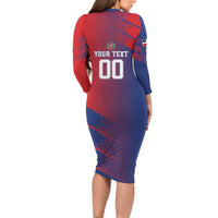 Custom Baseball Dominicana Long Sleeve Bodycon Dress Go Champions Grunge Style - Wonder Print Shop