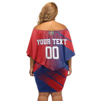 Custom Baseball Dominicana Off Shoulder Short Dress Go Champions Grunge Style - Wonder Print Shop
