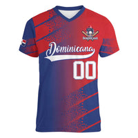 Custom Baseball Dominicana Women V-Neck T-Shirt Go Champions Grunge Style - Wonder Print Shop