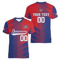 Custom Baseball Dominicana Women V-Neck T-Shirt Go Champions Grunge Style - Wonder Print Shop