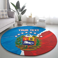 Custom Baseball Venezuela Round Carpet Go Champions Grunge Style