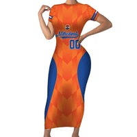 Custom Baseball Netherlands Short Sleeve Bodycon Dress Go Champions Sporty Style - Wonder Print Shop