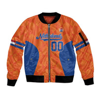Custom Baseball Netherlands Sleeve Zip Bomber Jacket Go Champions Sporty Style - Wonder Print Shop