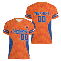 Custom Baseball Netherlands Women V-Neck T-Shirt Go Champions Sporty Style - Wonder Print Shop