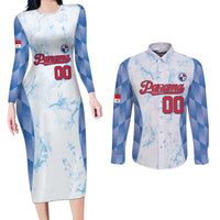 Custom Baseball Panama Couples Matching Long Sleeve Bodycon Dress and Long Sleeve Button Shirt Go Champions Sporty Style - Wonder Print Shop