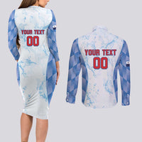 Custom Baseball Panama Couples Matching Long Sleeve Bodycon Dress and Long Sleeve Button Shirt Go Champions Sporty Style - Wonder Print Shop