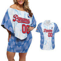 Custom Baseball Panama Couples Matching Off Shoulder Short Dress and Hawaiian Shirt Go Champions Sporty Style - Wonder Print Shop