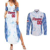 Custom Baseball Panama Couples Matching Summer Maxi Dress and Long Sleeve Button Shirt Go Champions Sporty Style - Wonder Print Shop