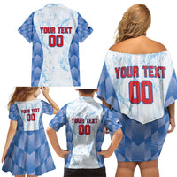 Custom Baseball Panama Family Matching Off Shoulder Short Dress and Hawaiian Shirt Go Champions Sporty Style - Wonder Print Shop