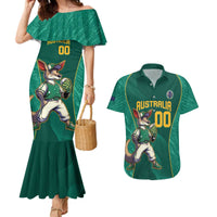 Custom Baseball Australia Couples Matching Mermaid Dress and Hawaiian Shirt Go Champions - Aussie Kangaroo Mascot - Wonder Print Shop