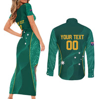 Custom Baseball Australia Couples Matching Short Sleeve Bodycon Dress and Long Sleeve Button Shirt Go Champions - Aussie Kangaroo Mascot - Wonder Print Shop