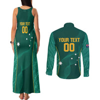 Custom Baseball Australia Couples Matching Tank Maxi Dress and Long Sleeve Button Shirt Go Champions - Aussie Kangaroo Mascot - Wonder Print Shop