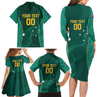 Custom Baseball Australia Family Matching Long Sleeve Bodycon Dress and Hawaiian Shirt Go Champions - Aussie Kangaroo Mascot - Wonder Print Shop