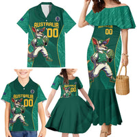 Custom Baseball Australia Family Matching Mermaid Dress and Hawaiian Shirt Go Champions - Aussie Kangaroo Mascot - Wonder Print Shop