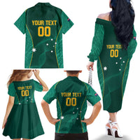Custom Baseball Australia Family Matching Off The Shoulder Long Sleeve Dress and Hawaiian Shirt Go Champions - Aussie Kangaroo Mascot - Wonder Print Shop