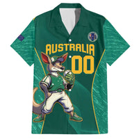 Custom Baseball Australia Family Matching Off The Shoulder Long Sleeve Dress and Hawaiian Shirt Go Champions - Aussie Kangaroo Mascot - Wonder Print Shop