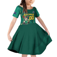 Custom Baseball Australia Family Matching Off Shoulder Short Dress and Hawaiian Shirt Go Champions - Aussie Kangaroo Mascot - Wonder Print Shop