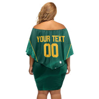 Custom Baseball Australia Family Matching Off Shoulder Short Dress and Hawaiian Shirt Go Champions - Aussie Kangaroo Mascot - Wonder Print Shop