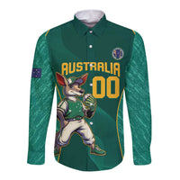 Custom Baseball Australia Long Sleeve Button Shirt Go Champions - Aussie Kangaroo Mascot - Wonder Print Shop