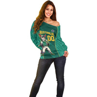 Custom Baseball Australia Off Shoulder Sweater Go Champions - Aussie Kangaroo Mascot - Wonder Print Shop