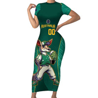 Custom Baseball Australia Short Sleeve Bodycon Dress Go Champions - Aussie Kangaroo Mascot - Wonder Print Shop