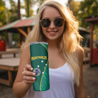 Custom Baseball Australia Skinny Tumbler Go Champions - Aussie Kangaroo Mascot - Wonder Print Shop