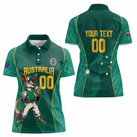Custom Baseball Australia Women Polo Shirt Go Champions - Aussie Kangaroo Mascot - Wonder Print Shop