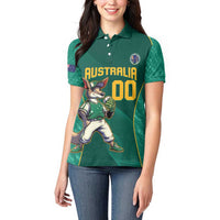 Custom Baseball Australia Women Polo Shirt Go Champions - Aussie Kangaroo Mascot - Wonder Print Shop