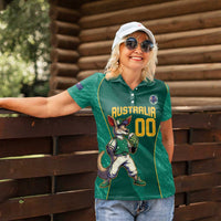 Custom Baseball Australia Women Polo Shirt Go Champions - Aussie Kangaroo Mascot - Wonder Print Shop