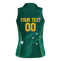 Custom Baseball Australia Women Sleeveless Polo Shirt Go Champions - Aussie Kangaroo Mascot - Wonder Print Shop