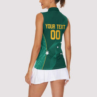 Custom Baseball Australia Women Sleeveless Polo Shirt Go Champions - Aussie Kangaroo Mascot - Wonder Print Shop