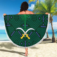 Custom Saudi Arabia Football Beach Blanket 2026 Arabian Falcons Sporty Version - Wonder Print Shop