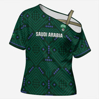 Custom Saudi Arabia Football Cross Shoulder Shirt 2026 Arabian Falcons Sporty Version - Wonder Print Shop