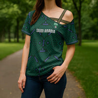 Custom Saudi Arabia Football Cross Shoulder Shirt 2026 Arabian Falcons Sporty Version - Wonder Print Shop