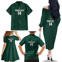 Custom Saudi Arabia Football Family Matching Off The Shoulder Long Sleeve Dress and Hawaiian Shirt 2026 Arabian Falcons Sporty Version - Wonder Print Shop