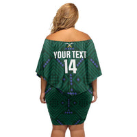 Custom Saudi Arabia Football Family Matching Off Shoulder Short Dress and Hawaiian Shirt 2026 Arabian Falcons Sporty Version - Wonder Print Shop