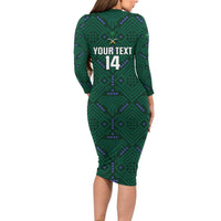 Custom Saudi Arabia Football Long Sleeve Bodycon Dress 2026 Arabian Falcons Sporty Version - Wonder Print Shop