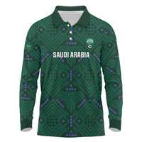 Custom Saudi Arabia Football Long Sleeve Polo Shirt 2026 Arabian Falcons Sporty Version - Wonder Print Shop