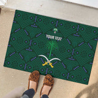 Custom Saudi Arabia Football Rubber Doormat 2026 Arabian Falcons Sporty Version - Wonder Print Shop
